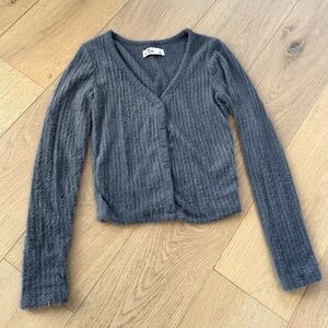 NWOT Hollister fitted soft ribbed cardigan Small blue/gray